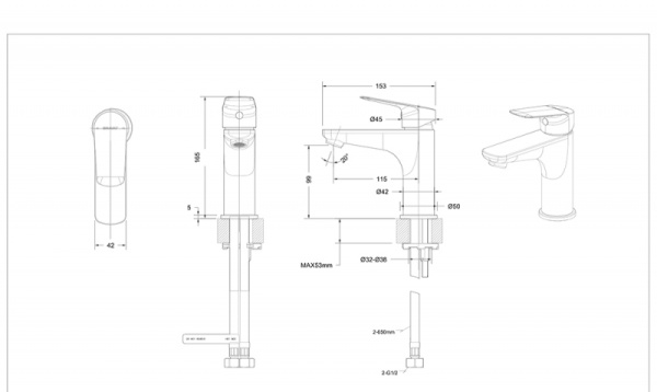 Смеситель для раковины Bravat Rhein F1429564BW-9-ENG