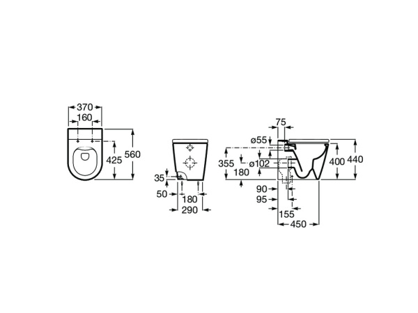 Унитаз приставной безобдковый Roca Inspira Round  Rimless 347526000