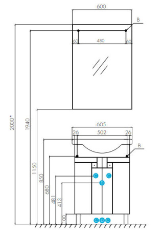 Зеркало Aquaton Фиджи 60 1A179502FG010