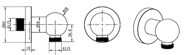 Подключение для душевого шланга Cezares Articoli Vari CZR-AI6-03/24