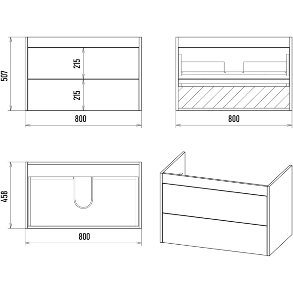 Тумба под раковину Brevita Richard 105 RICH-06105-01-01 без раковины