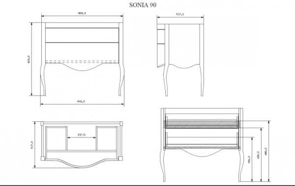 База под раковину EBAN Sonia FBSSN090-ODJ18 noce*2/4
