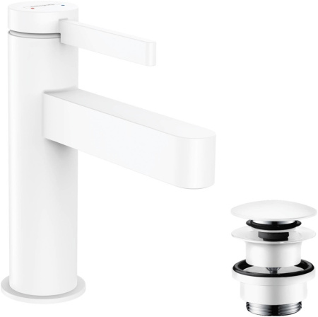 Смеситель для раковины с донным клапаном Push-Open Hansgrohe Finoris 76023700 белый матовый