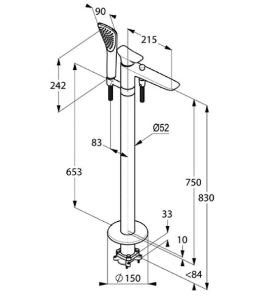 Смеситель напольный для ванны Kludi Ambienta 535900575