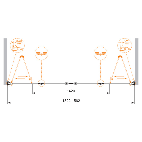 Душевая дверь (160х195) CEZARES ELENA ELENA-W-BS-22-160-C-Cr