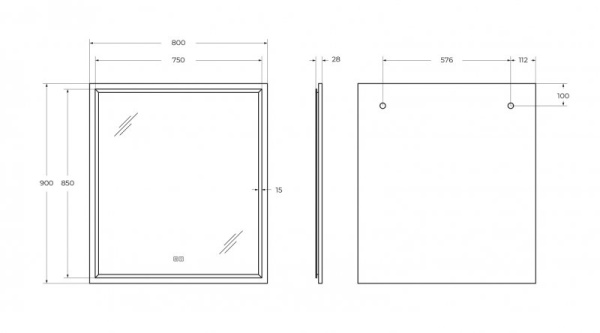 Зеркало с подогревом (80х90) Cezares CZR-SPC-INT-800-900-LED-TCH-WARM-BORO