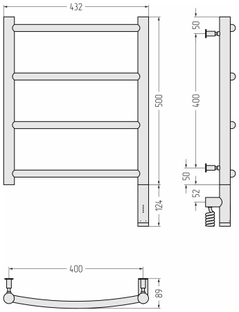 Полотенцесушитель электрический Сунержа Галант 3.0 (50х40) 31-5801-5040 правый