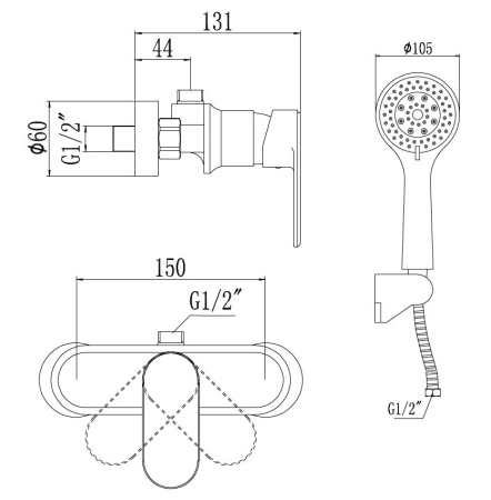 Смеситель для душа Savol S-600305S
