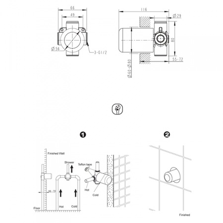 Внутреняя часть для смесителя Bravat Built-in D999CP-ENG