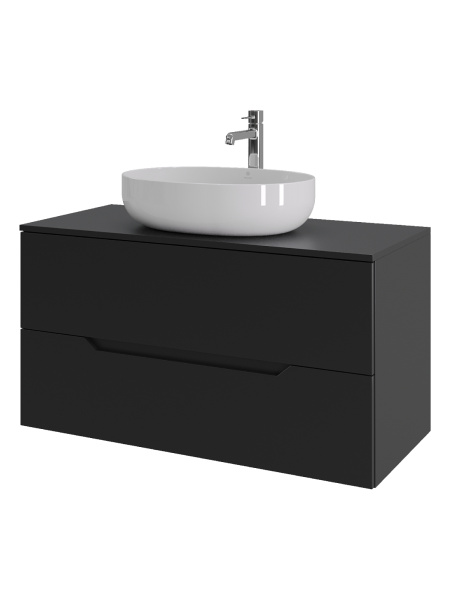 Тумба с раковиной подвесная 100 см, Orange Line Li-100TubMDF+B05-520W черный/белый