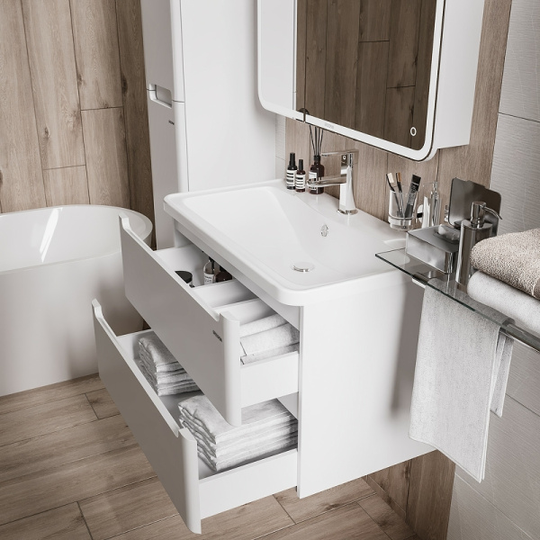 Тумба подвесная Grossman АДЕЛЬ-80 см  108003 с 2-я ящ, белая