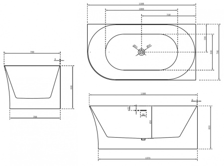 Акриловая ванна (150х78) ABBER AB9258-1.5 R без гидромассажа, белый