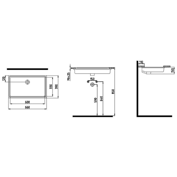 Раковина страиваемая снизу (66х39) Bien Infinitum INLA06101FD0W5000