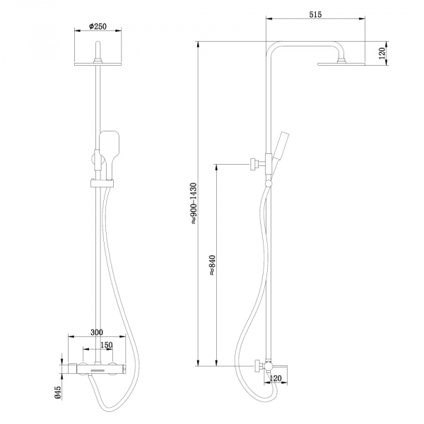 Душевая стойка ABBER Emotion AF8816BL с изливом, черный матовый Душевая стойка ABBER Emotion AF8816BL с изливом, черный матовый