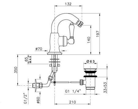 Смеситель для биде Nicolazzi Cinquanta 3455CR75C