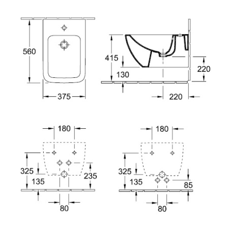 Биде подвесное + крепление Villeroy & Boch Venticello 44110001