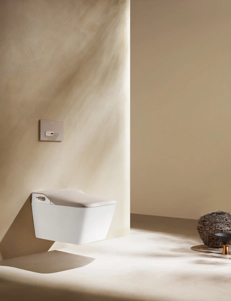 Подвесной унитаз Arrow AKB2130H электронный, безободковый с функцией биде, белый, сиденье бежевое