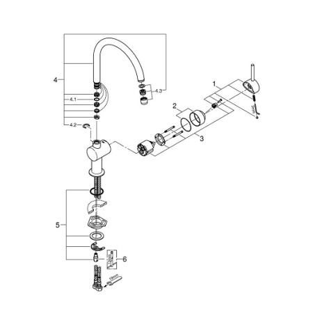 Смеситель однорычажный для мойки, DN 15 Grohe Minta 32917 000 (32917000) хром