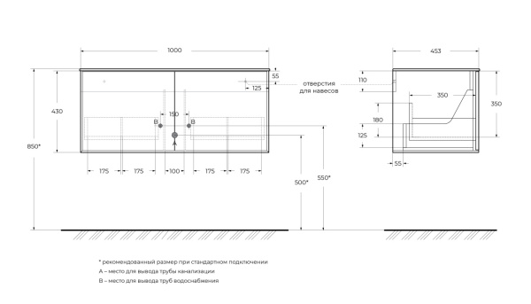 Тумба под раковину Cezares Portofino 55935 (без раковины)