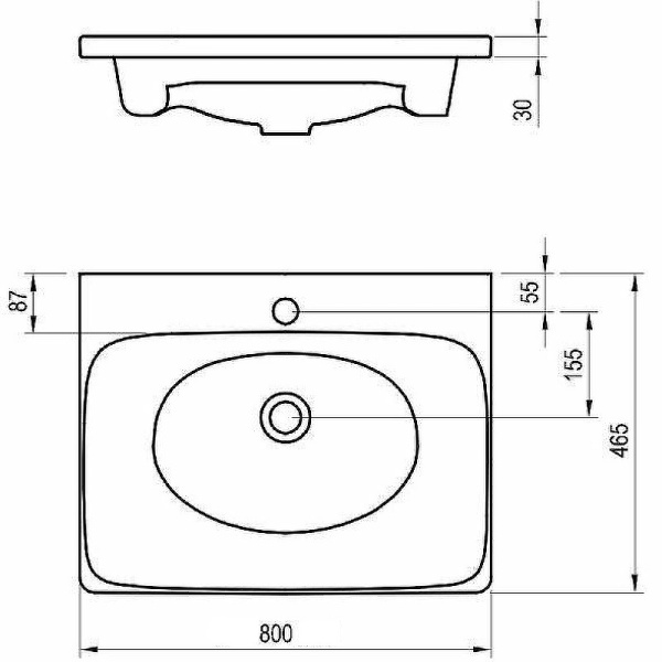 Раковина полувстраиваемая Ravak Balance 80 XJX01280000