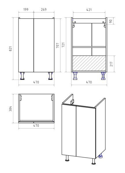 Тумба под раковину Misty Лира 50 Пр-Лир06050-50
