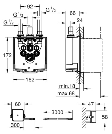 Скрытый монтажный блок Grohe Eurosmart Cosmopolitan E 36416001 (36416001)