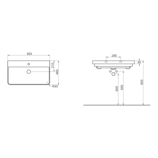 Умывальник мебельный Opadiris OttoBagno Vivace 80 03080