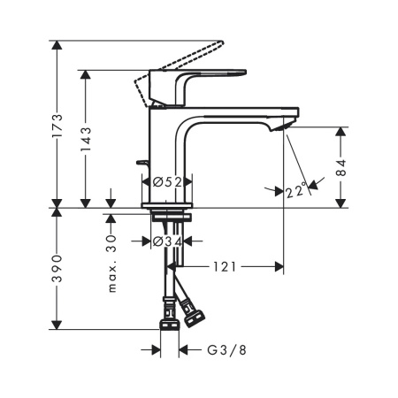 Смеситель для раковины с донным клапаном CoolStart Hansgrohe Rebris E 72553000 хром