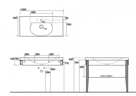 Раковина подвесная (120х50) Kerasan Bentley 393201*1 белый