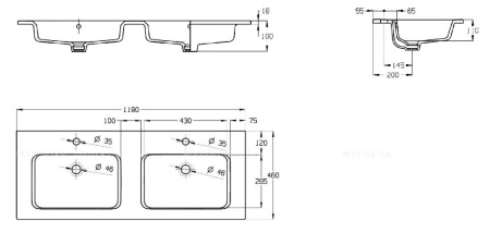 Раковина полувстраиваемая двойная (120х46) Roca The Gap  3279A0000