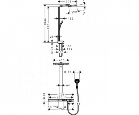 Душевая система Hansgrohe Rainmaker Select 420 27168400