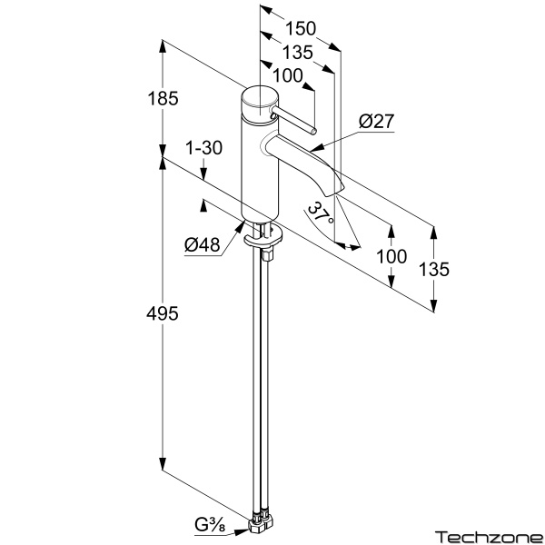 Смеситель для раковины KLUDI Bozz 381983976