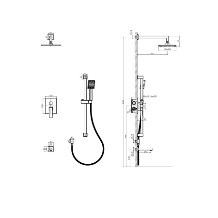 Встроенная душевая с изливом система Rush Thira TR3635-60