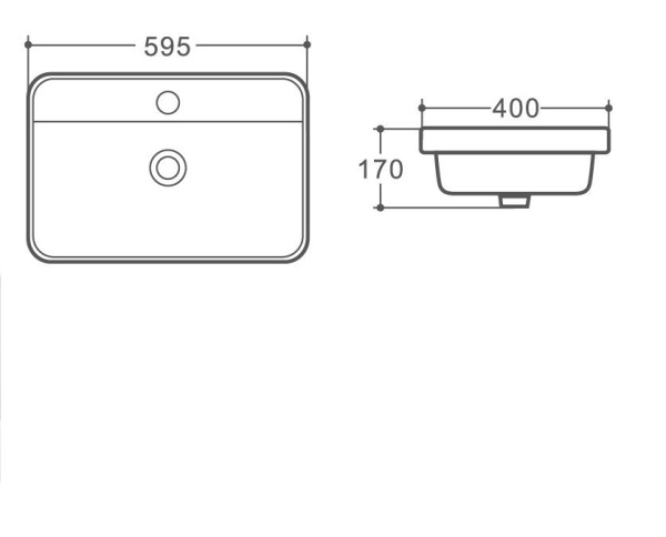 Раковина керамическая полувстраиваемая (59x40) Art&Max AM6400