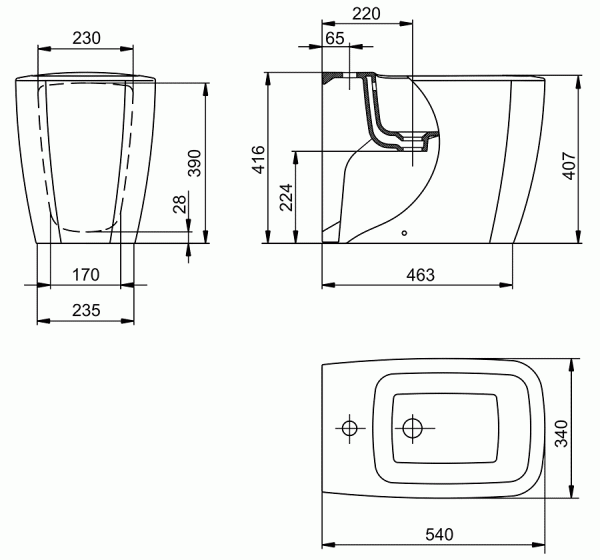 Биде наопльное GALA Eos 34360