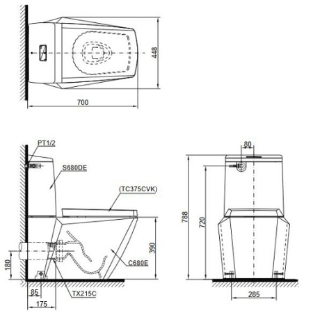Бачок керамический для унитаза Toto Jewelhex SWN680B#W
