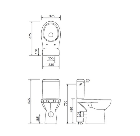 Унитаз напольный безободковый Cersanit ETIUDA Clean On 010 3/6 без сиденья P-KO-ETI010-3/6-COn