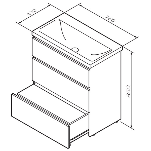 Тумба под раковину 75 Am.Pm Gem S M91FSX0752GM