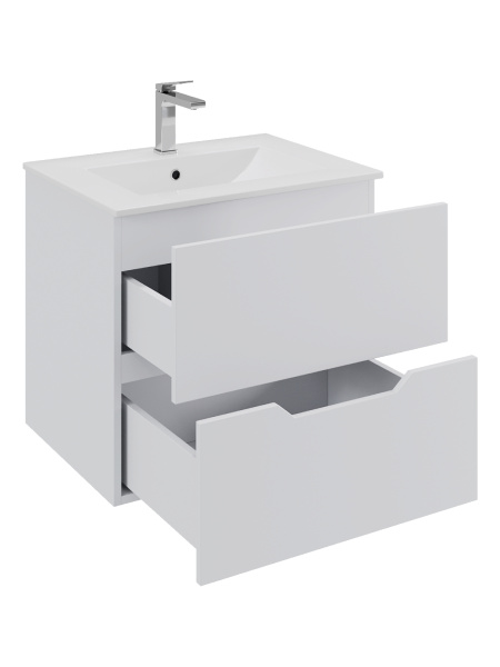 Тумба с раковиной подвесная Orange Line Li-60Tuw+Ra белый матовый