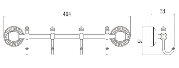 Планка с крючками Savol S-006674H