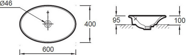 Раковина накладная (60х40) Jacob Delafon Presqu'ile E4439-00