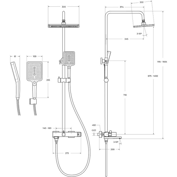 Душевая система BelBagno Ardente ARDENTE-VSCM-CRM Душевая система BelBagno Ardente ARDENTE-VSCM-CRM