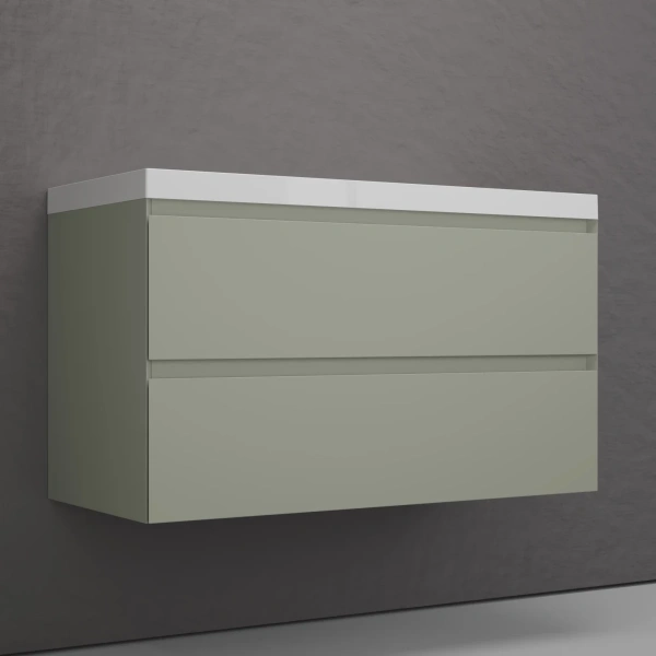 Тумба подвесная без раковины 100 см Style Line Манхэттен ЛС-00002358 оливковый матовый