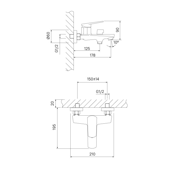 Смеситель для ванны IDDIS Esper ESPSB00i02WA