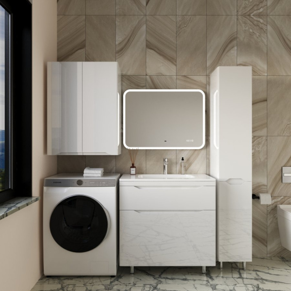 Тумба под раковину Style Line Марелла 80 Люкс Plus СС-00002402 белый глянец