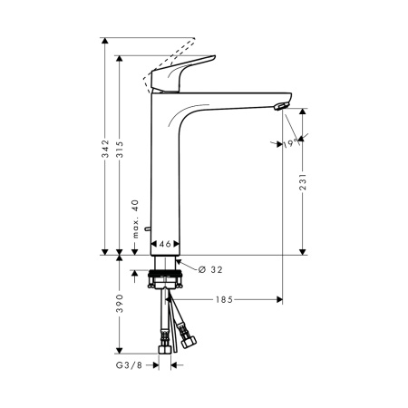 Смеситель для раковины с донным клапаном Hansgrohe Focus E2 31531000 хром