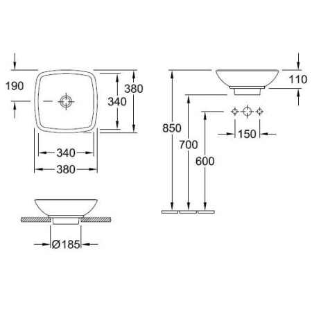 Раковина накладная 38х38см Villeroy & Boch Loop & Friends 514900R1 (514900R1)