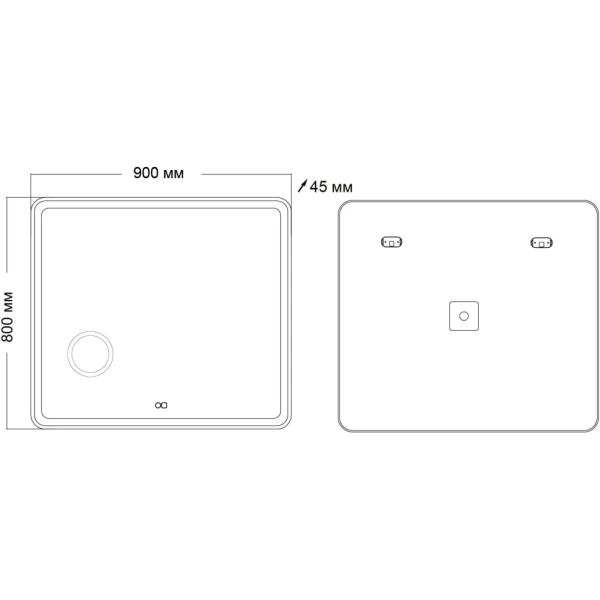 Зеркало (90х80) Grossman Leo 169080 LED с сенсорным выкл.,подогревом и увеличительным стеклом