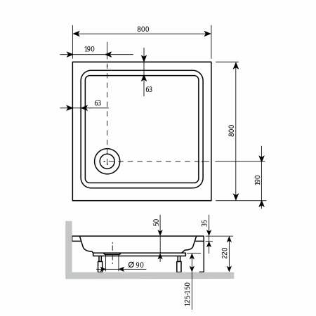 Душевой поддон (80х80) RGW STYLE 16180188-11
