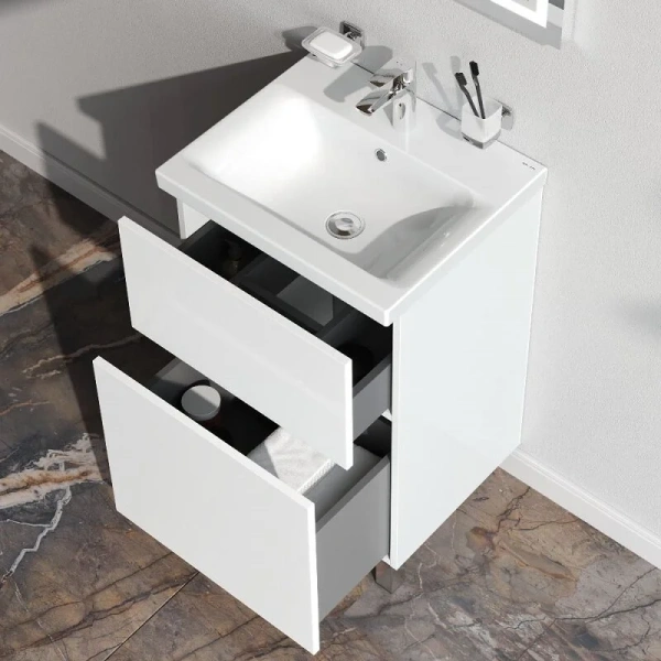 Тумба без раковины 50 см Am.Pm Gem M90FSX0502WG белый глянец